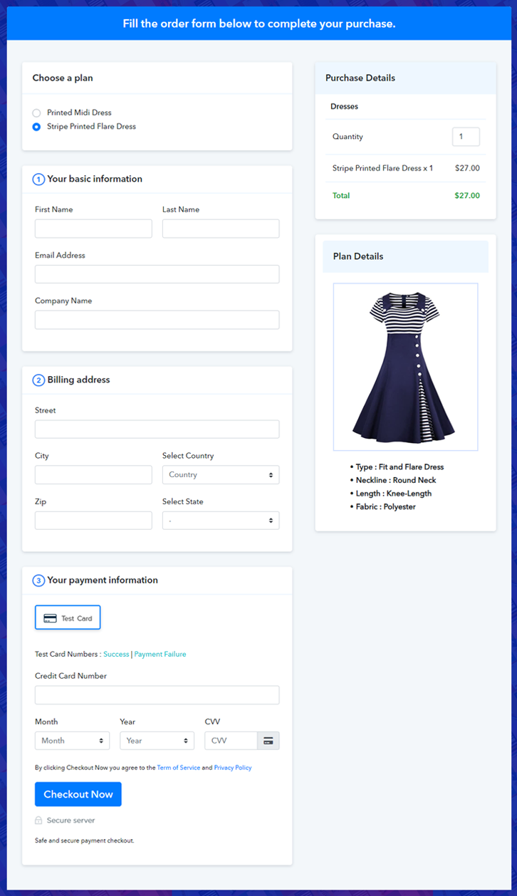Preview Multiplan Checkout Page