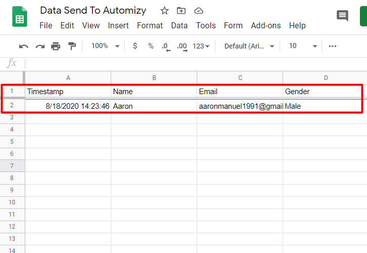 Preview The Google Sheet