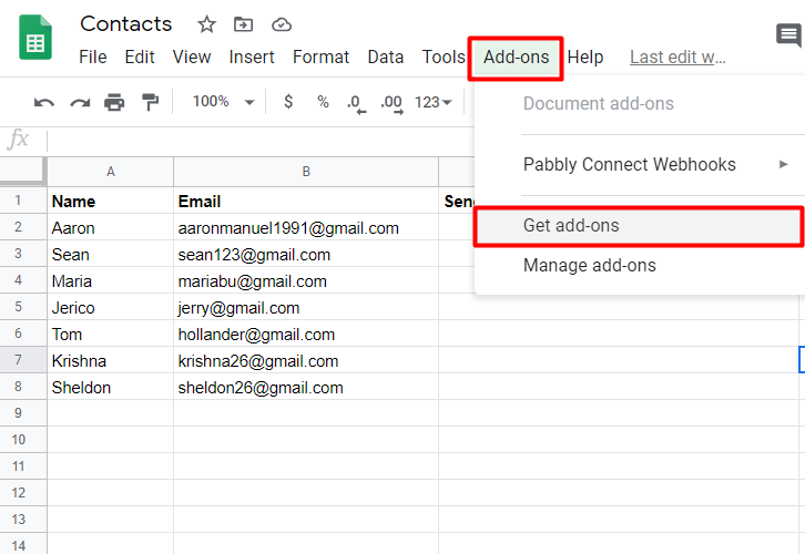 To connect google sheets to pabbly email marketing click on add-on