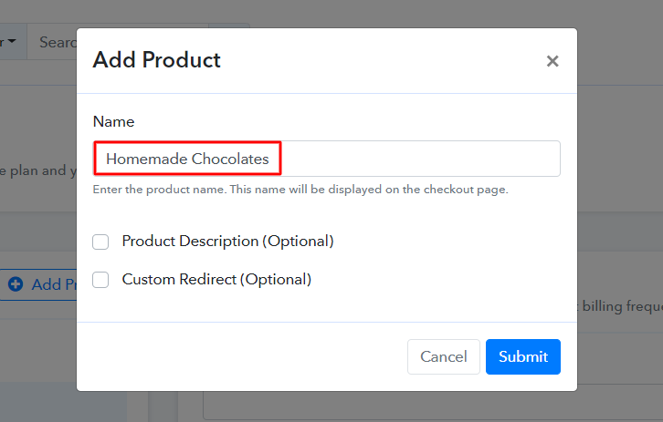 Add Product to Sell Homemade Chocolates Online