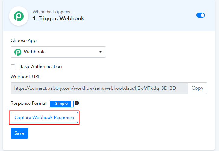 Capture Webhook Response