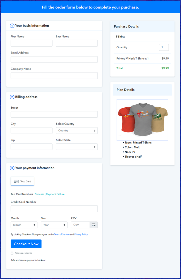 Checkout Page Preview to Sell T-Shirts Online