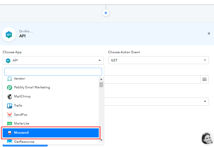 Choose App Moosend
