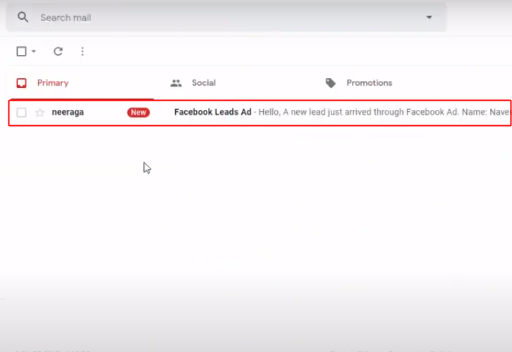 Email Received in the Lead's Account to Send Facebook Lead Ads Leads Data to Gmail Automatically