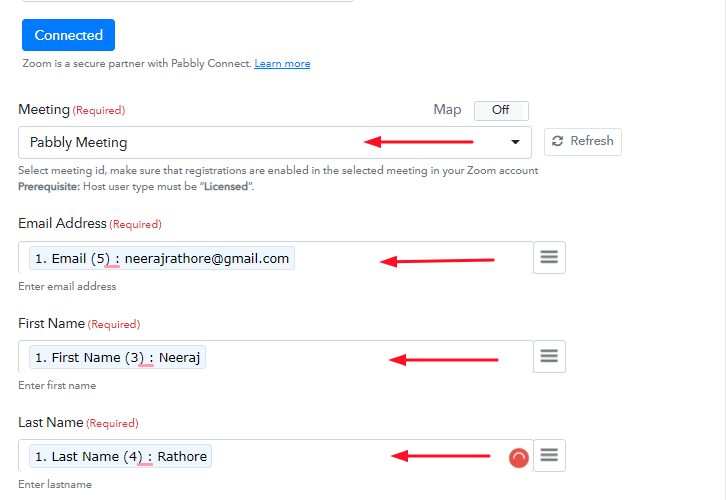 Fill up All the Fields to Integrate Pabbly Form Builder to Zoom