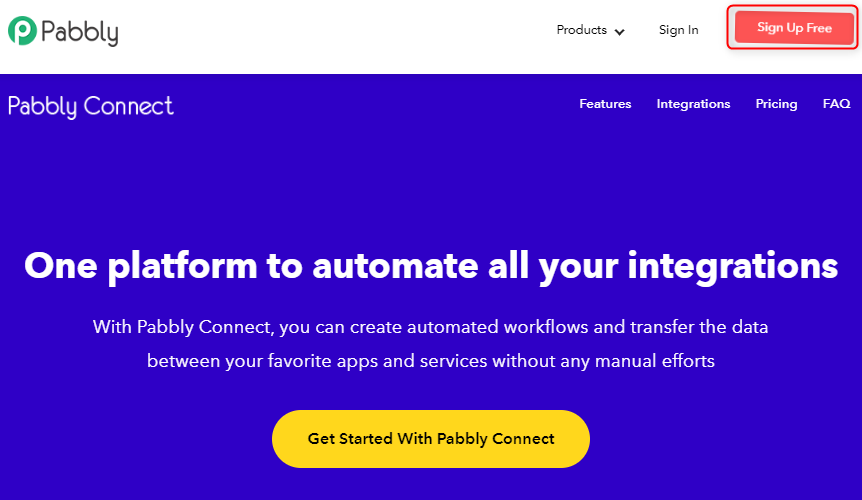 Signup to Pabbly Connect to Integrate ThriveCart with Automizy