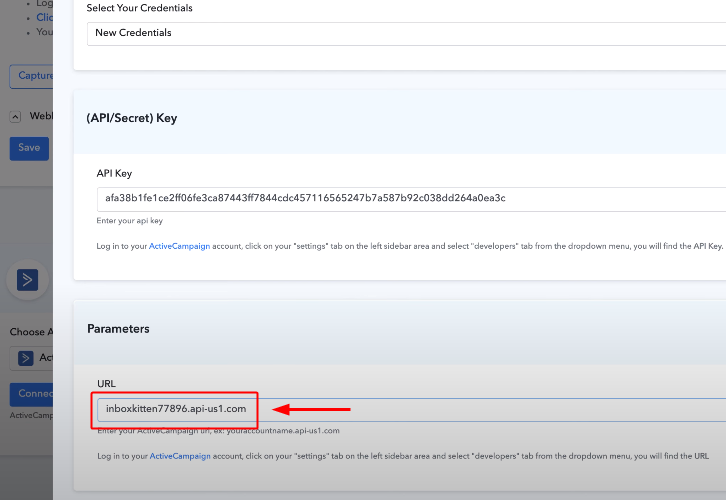 Paste ActiveCmapign API URL in Pabbly Connect Action