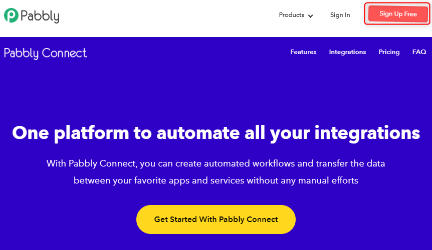 Sign-up to Pabbly Connect