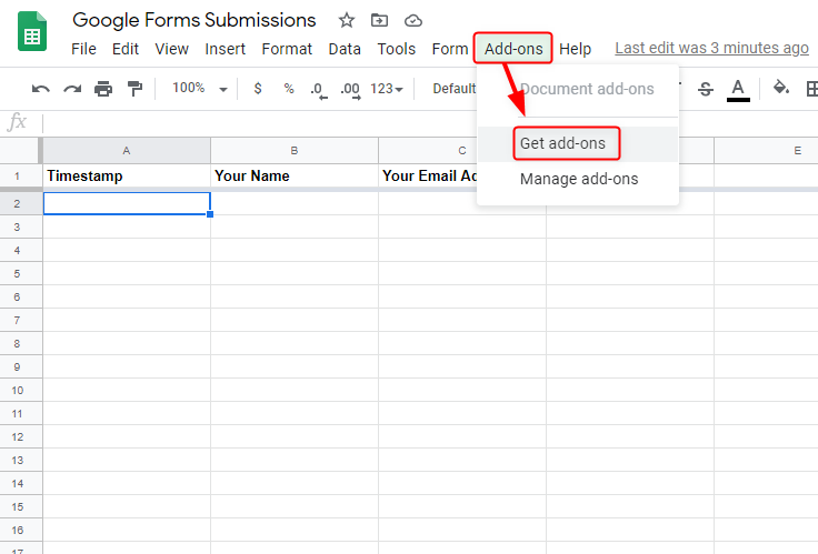 Get Add-ons - Google Forms Submissions