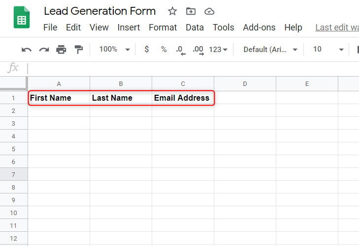 Create New Spreadsheet