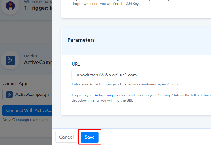 Save ActiveCampaign Integration Settings