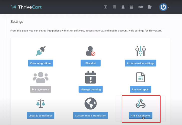 ThriveCart > Settings > Webhooks