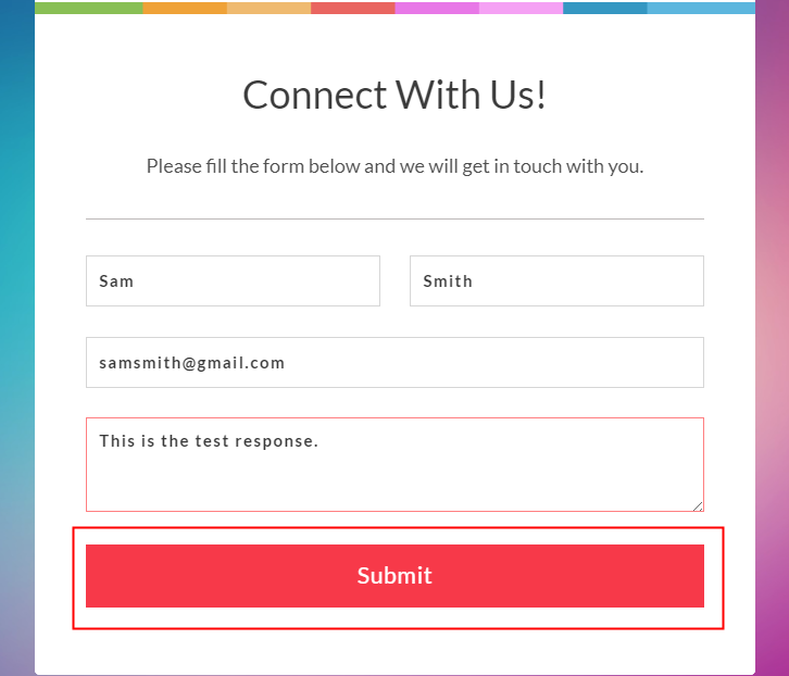 Fill the Form to Test Integration