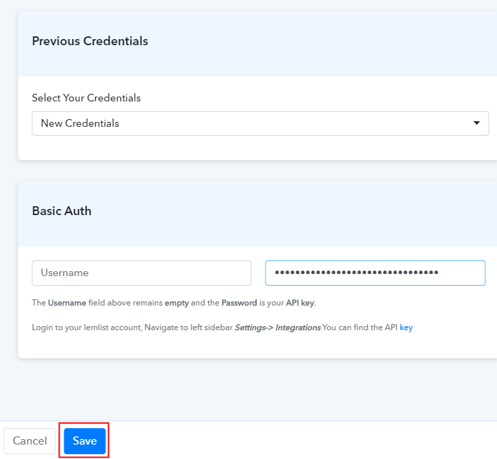 Paste API Key