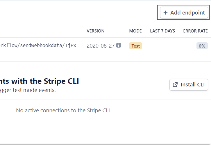 Click on Add Endpoint for Stripe & Quickbooks Online Integration