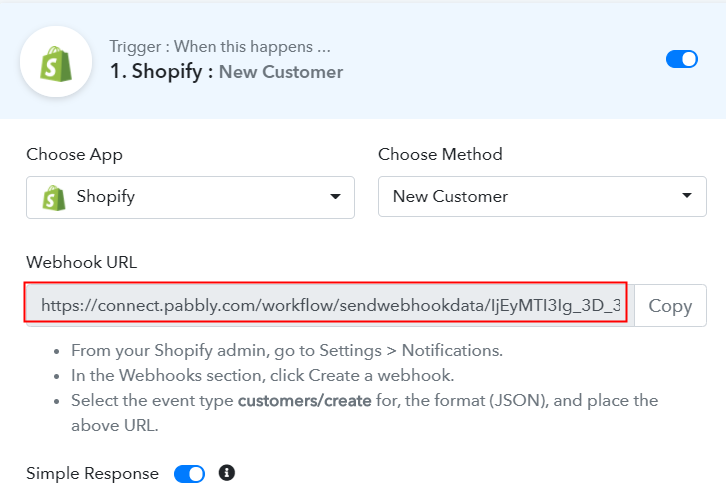 Copy the Webhook URL