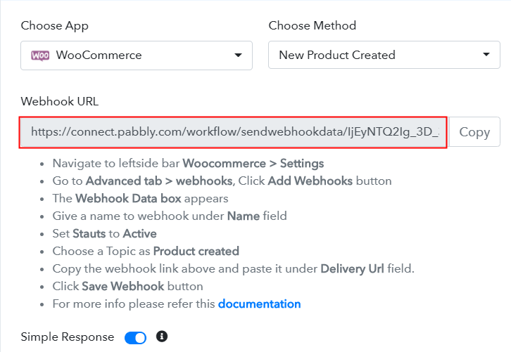 Copy the Webhook URL