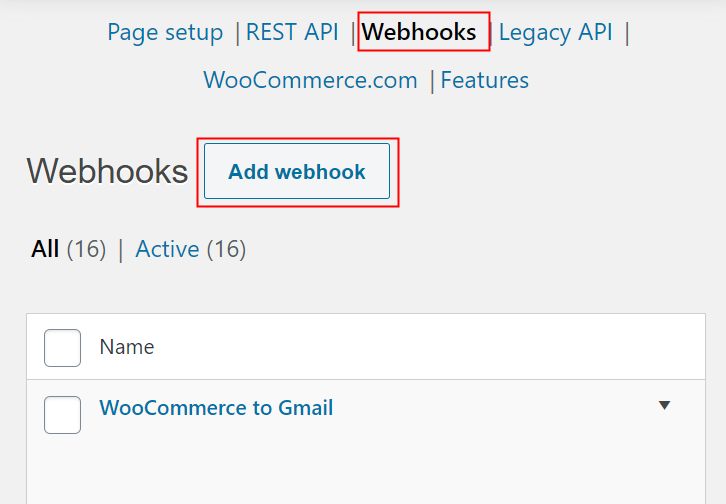 Click on Webhooks Option