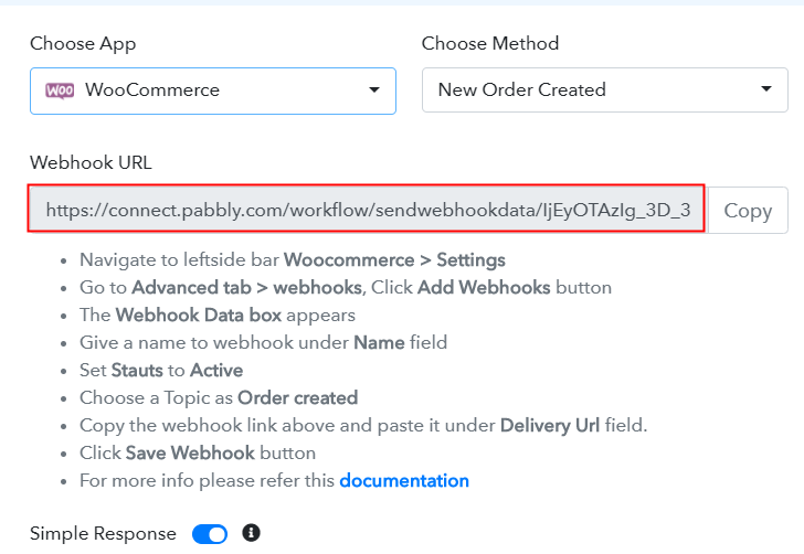 Copy the Webhook URL