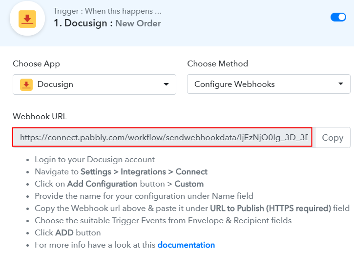 Copy the Webhook URL