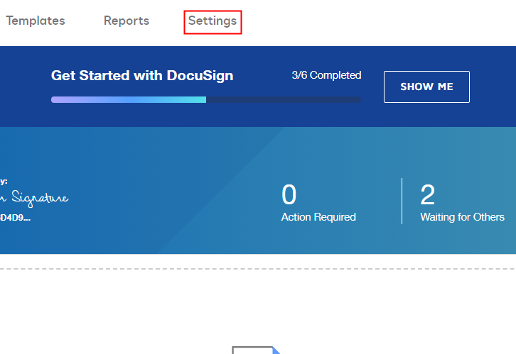 Go to DocuSign Settings