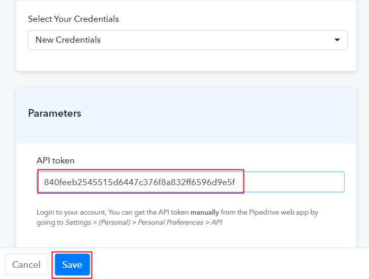 Paste the API Key