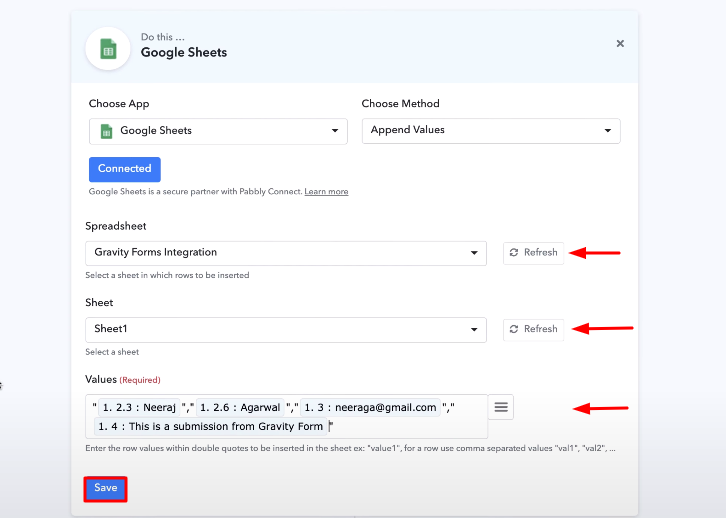 Integrate Gravity Forms with Google Sheets