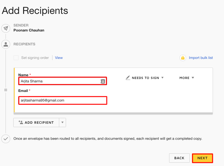 Add Recipients