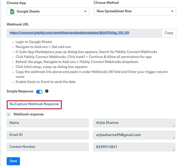 Capture Webhook Response