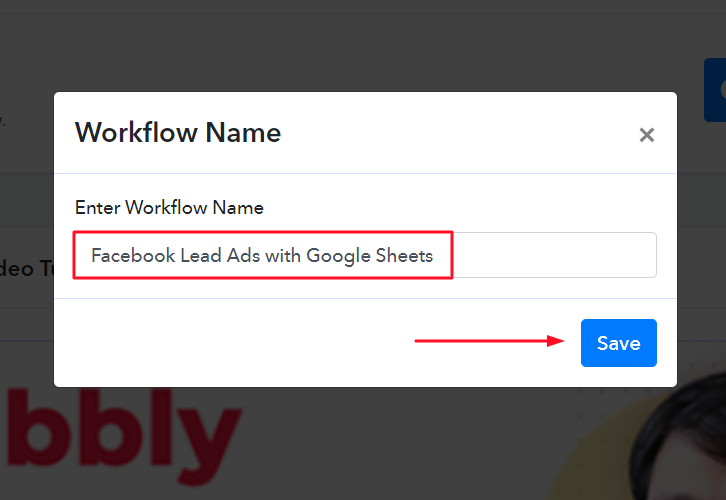 Name the Workflow for Facebook Lead Ads with Google Sheets