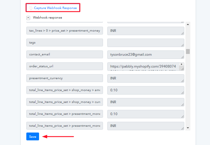 Test the Response in Pabbly Connect Dashboard