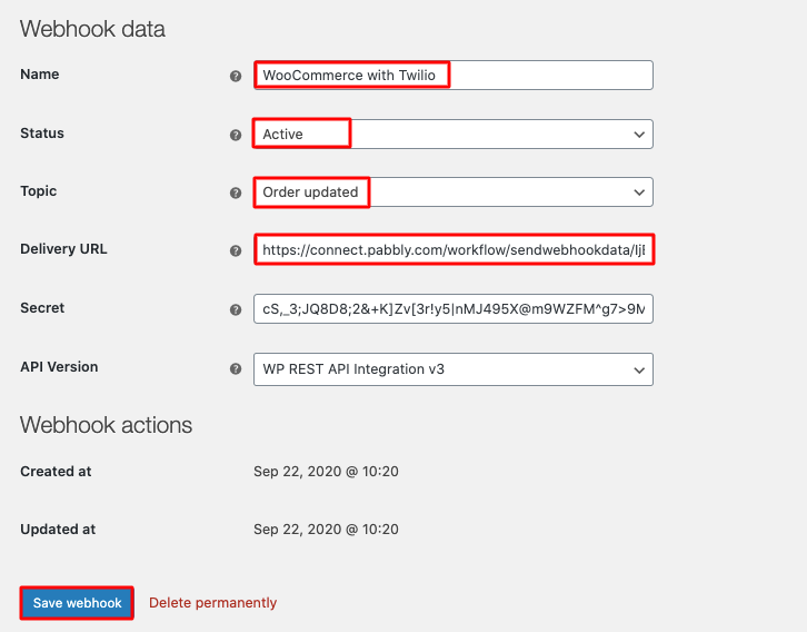 Paste Webhook URL