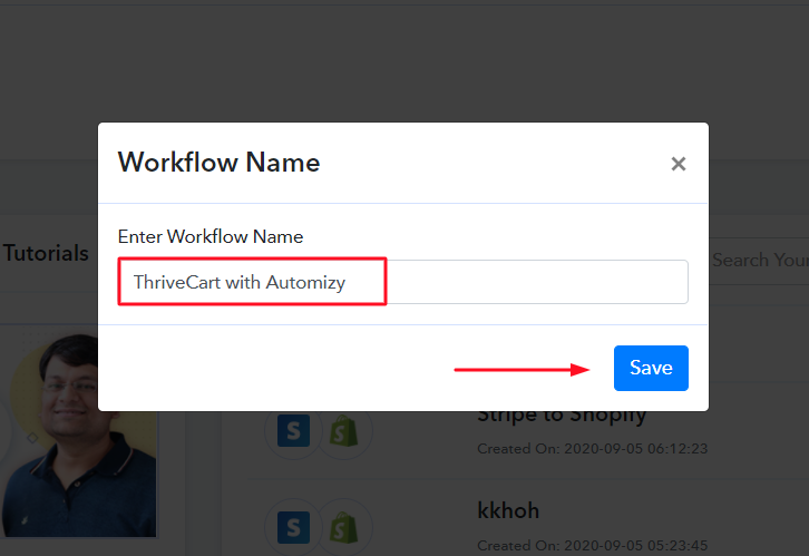 Name the Workflow to ThriveCart with Automizy