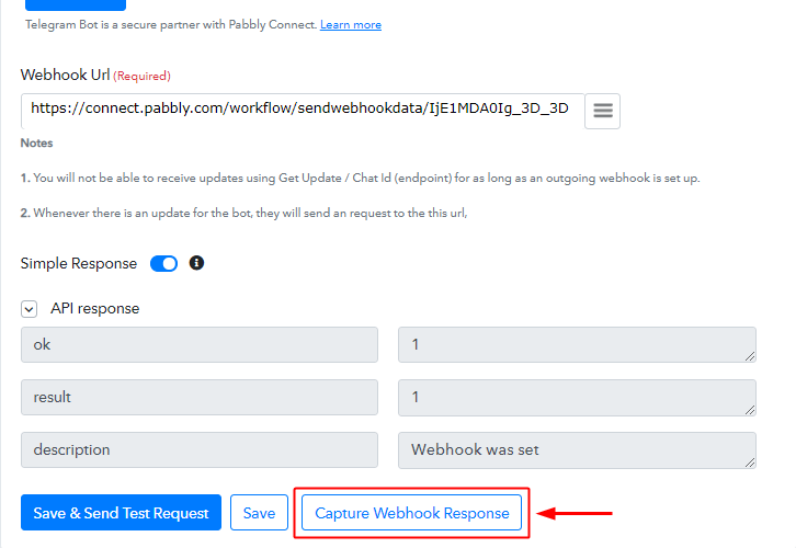 Capture Webhook Response