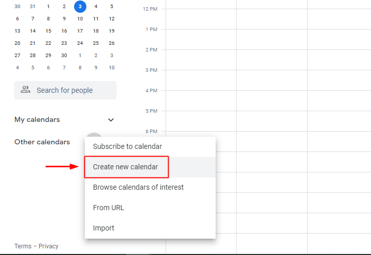 Create New Calendar