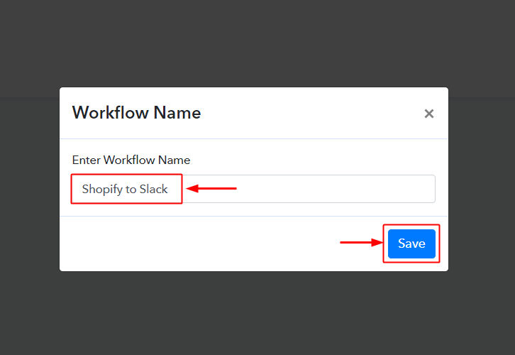 Create Workflow Shopify to Slack