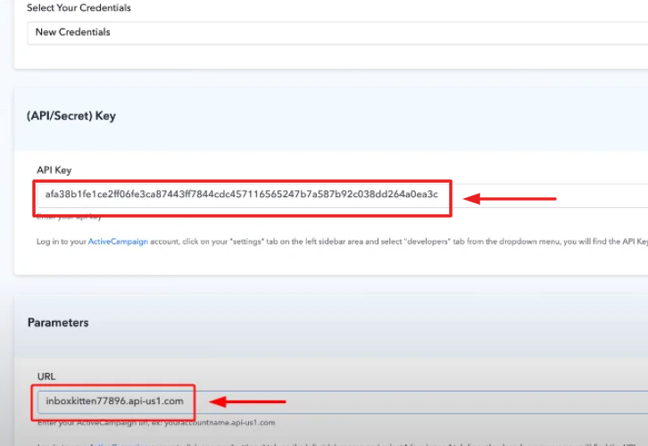 Paste ActiveCampaign API  Key & URL in Pabbly Connect Action