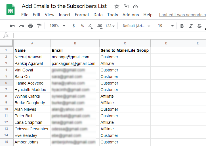 Google Sheets - integrate Google Sheets to MailerLite Conditionally.