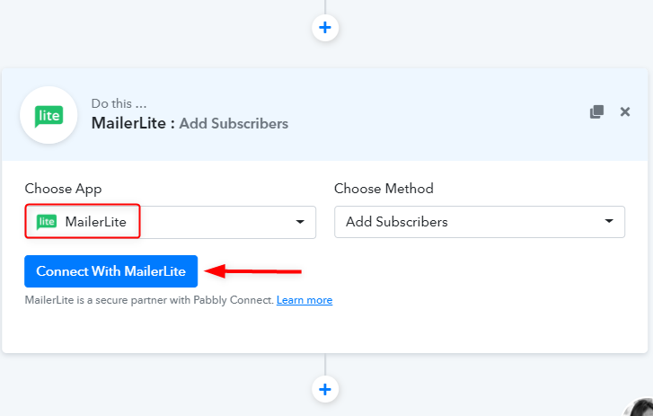 Setting Action - To integrate Google Sheets to MailerLite Conditionally