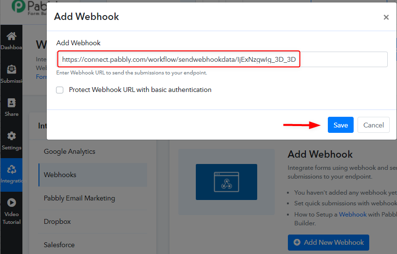 Add Webhook URL