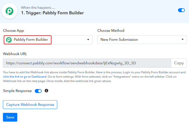 Setting Trigger- Integrate Pabbly Form Builder with Trello
