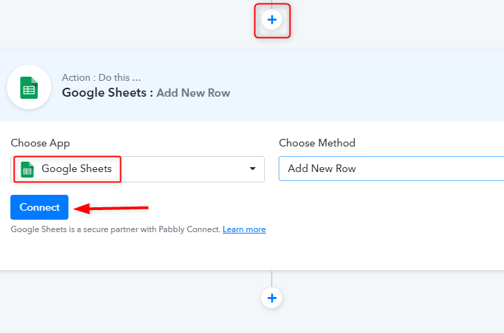 Setting Action - Google Sheets