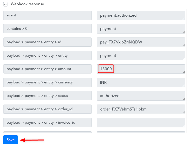 Capture Webhooks Response - Razorpay to Google Sheets