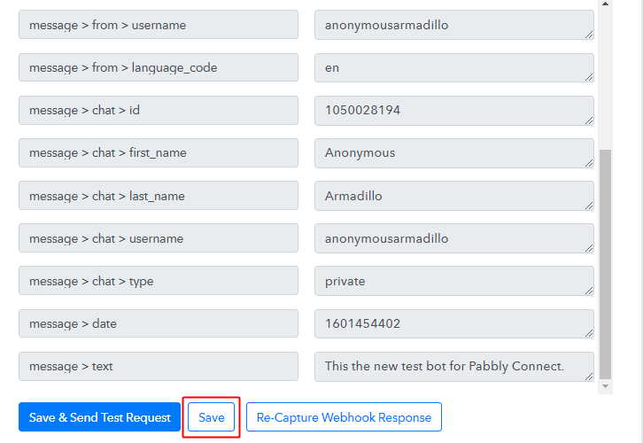 Save Webhook for Telegram and Google Sheets Integration