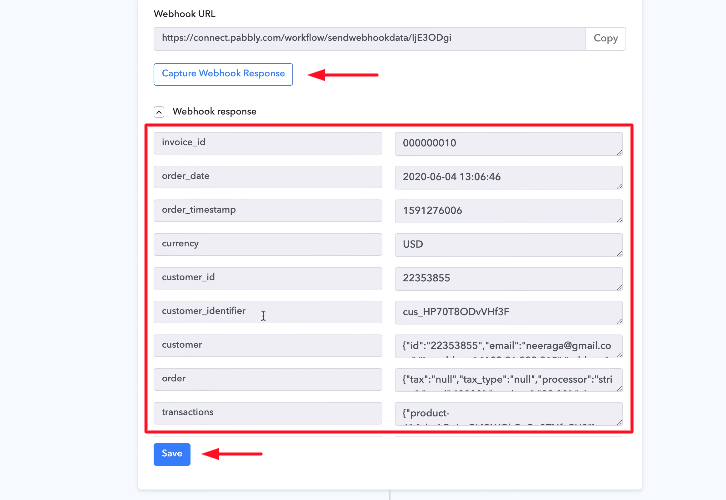 Capture Webhook Response