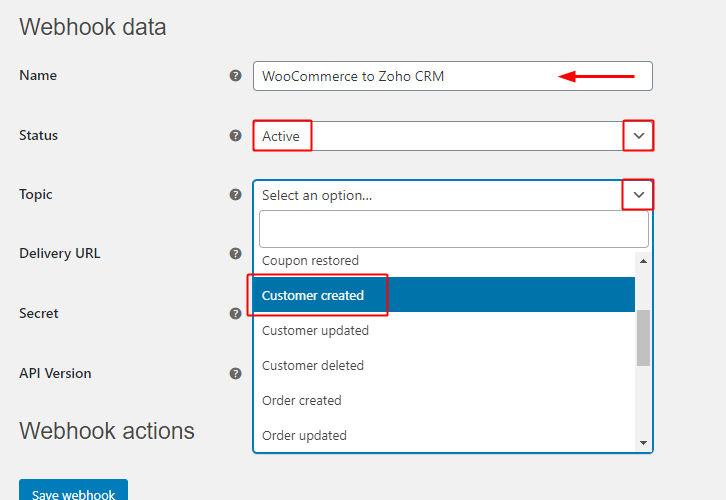 WooCommerce Webhook Method Settings