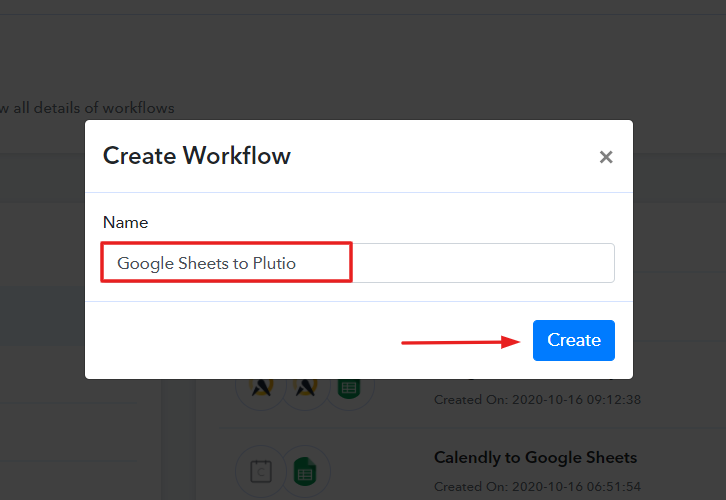 Name the Workflow to Create Plutio Tasks from New Google Sheets Rows