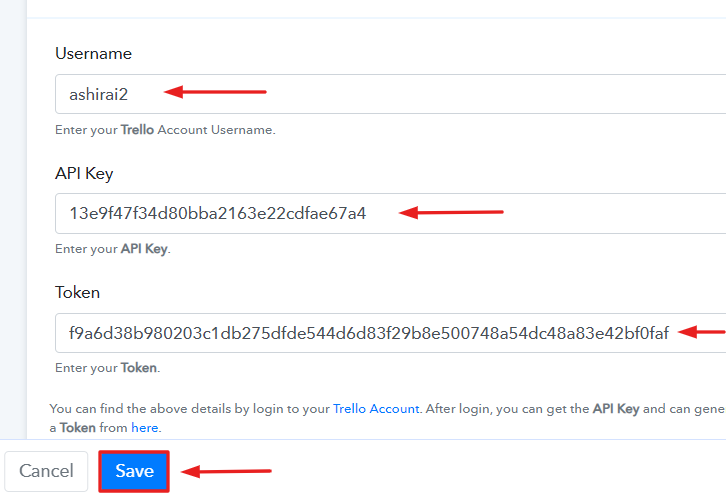 Paste the Respective Keys & Token