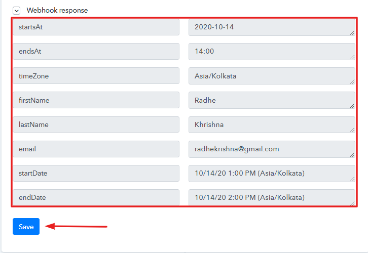 Test the Response in Pabbly Connect Dashboard to Create Google Sheets Rows for YouCanBook.me Bookings