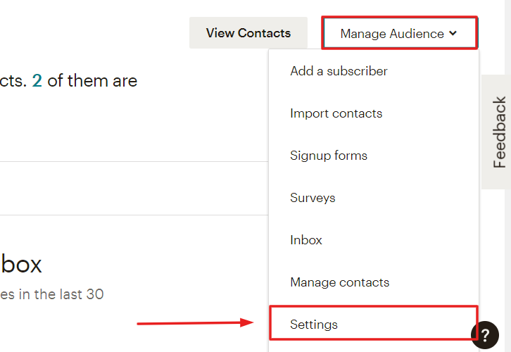 Click on Manage Audience